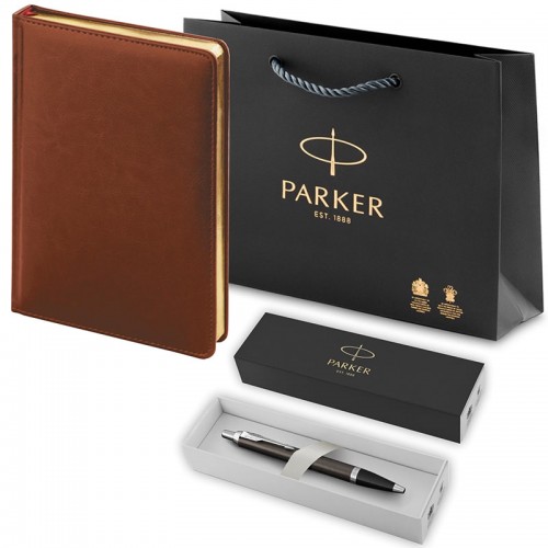 Набор Parker IM Core Dark Espresso CT из шариковой ручки и ежедневника коричневого цвета в Уфе