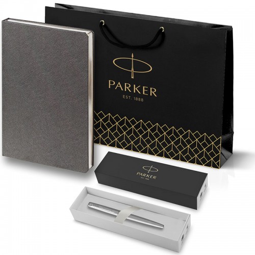Набор Parker Jotter Stainless Steel CT из перьевой ручки и серого ежедневника в Уфе