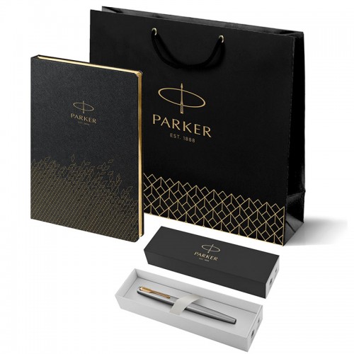 Набор Parker Jotter Stainless Steel GT из перьевой ручки и ежедневника недатированного черного цвета в Уфе