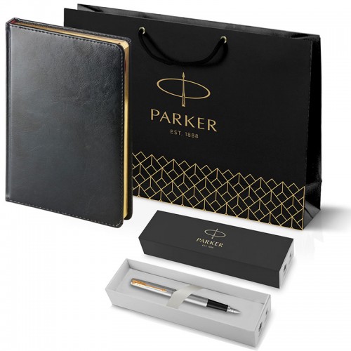 Набор Parker Jotter Stainless Steel GT из перьевой ручки и черного ежедневника в Уфе