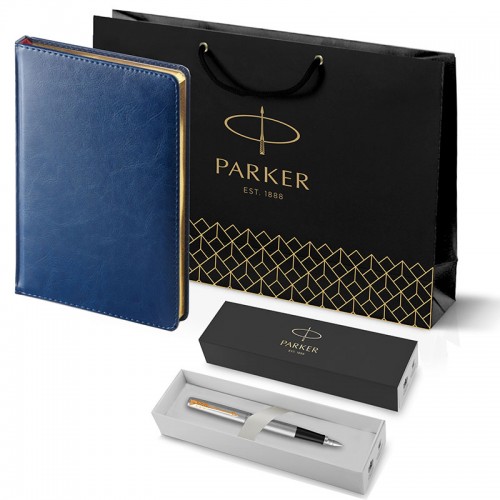 Набор Parker Jotter Stainless Steel GT из перьевой ручки и синего ежедневника недатированного в Уфе