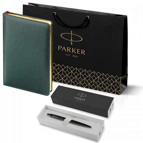 Набор Parker Jotter XL SE20 Monochrome Black из шариковой ручки и ежедневника зеленого цвета в Уфе