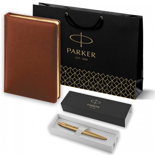 Набор Parker Jotter XL SE20 Monochrome Gold из шариковой ручки и ежедневника коричневого цвета в Уфе