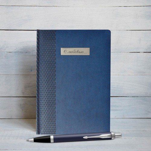 Набор Parker IM Metal Blue CT из шариковой ручки и ежедневника синего цвета в Уфе