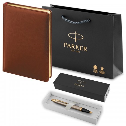 Набор Parker IM Brushed Metal GT из шариковой ручки и ежедневника коричневого цвета в Уфе